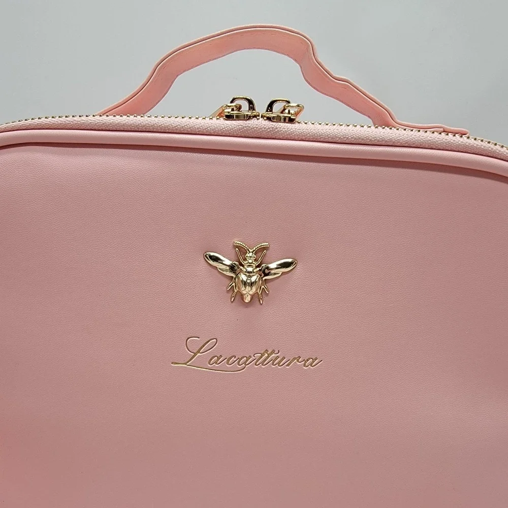 Pink Lacattura Toiletry Bag Travel Makeup Large Cosmetic Adjustable Compartments